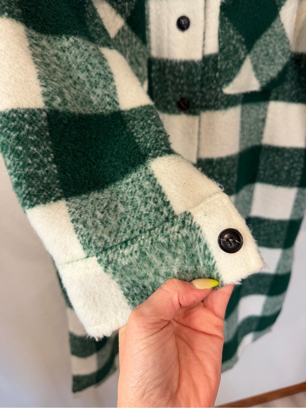 Zara Green and White Buffalo Check Long Shacket - Picture 10 of 14